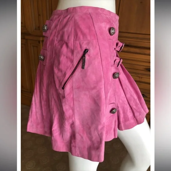 🦋💫 Christian Dior by John Galliano Vintage Pink Suede Mini Skirt 🦋💫 - Picture 5 of 6